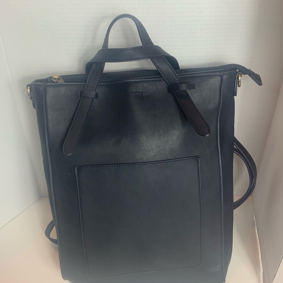 Ecosusi Handbags - ECOSUSI Black Vegan Leather Tote Backpack Convertible Bag Women Laptop Purse